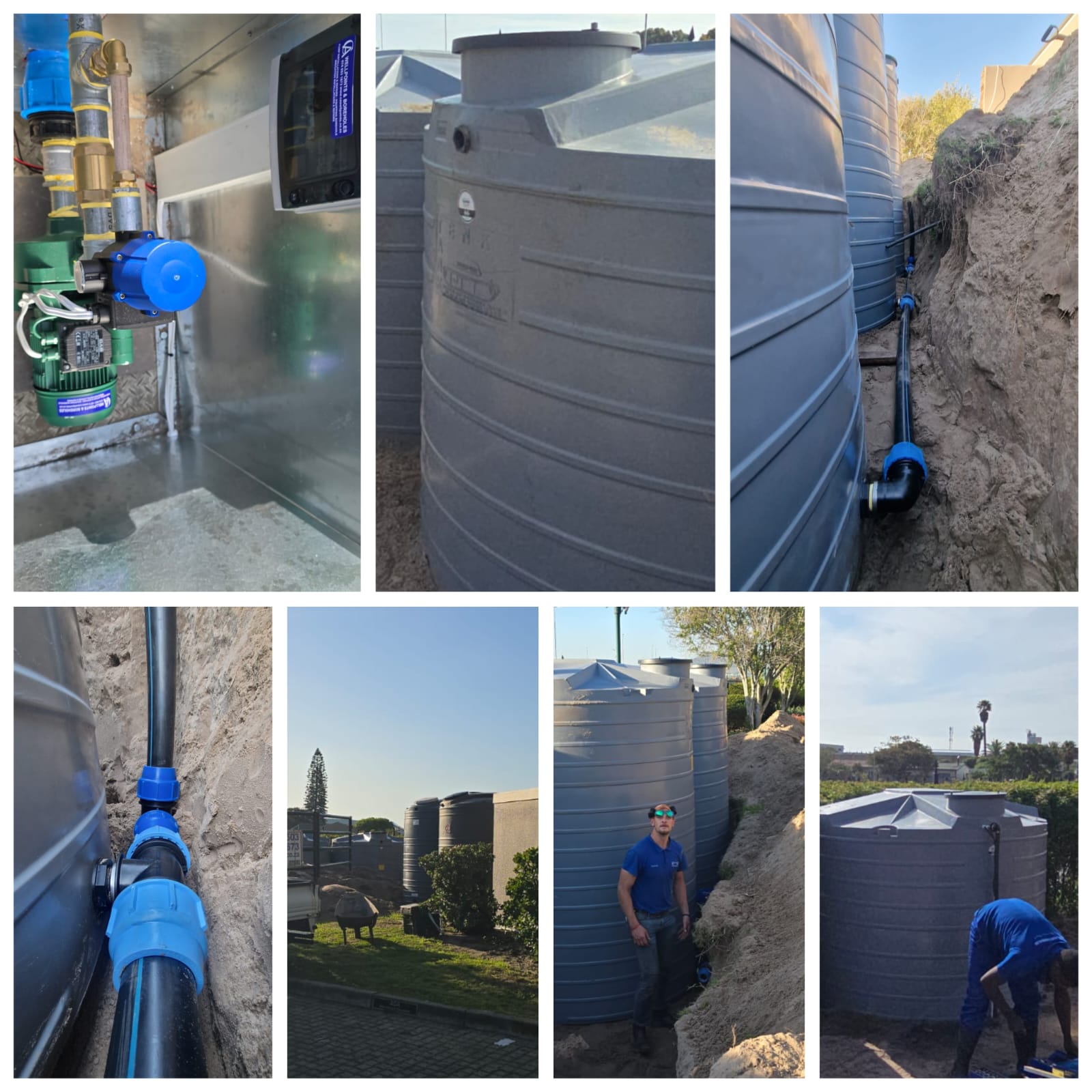 Tank installation trenching and pipework across several sites